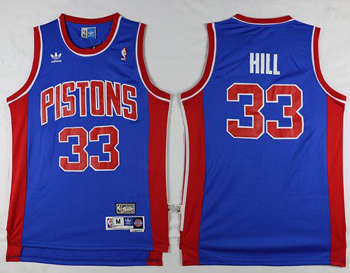 Men Detroit Pistons #33 Grant Hill Blue Throwback Stitched NBA Jersey->detroit pistons->NBA Jersey